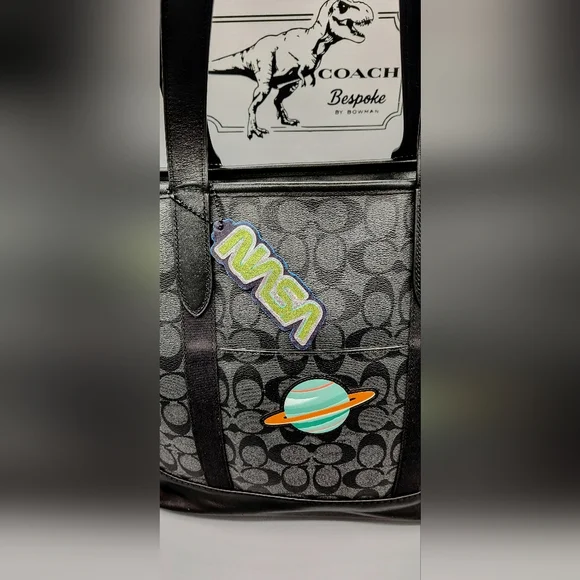 RARE! Coach X NASA City Tote -Upcycled- One-of-a-Kind Black/Grey - Picture 7 of 16